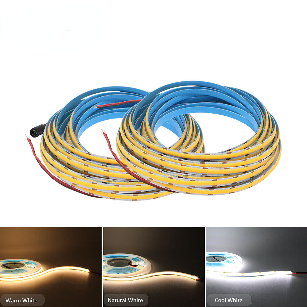 12V COB LED Strip Lights High Density Flexible Tape Rope Cabinet
