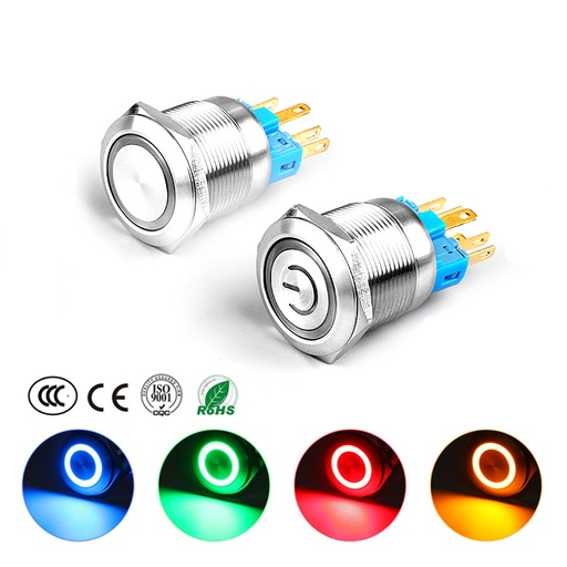 22MM Waterproof Metal Button Switch Self-lock Self-reset with LED Light